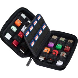 ButterFox - Soporte de almacenamiento para lápiz USB para pulgar/tarjeta de memoria SD SDXC SDHC, funda para disco duro externo/organizador universal de accesorios electrónicos (12 USB+16 SD)