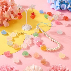 PandaHall 24pcs Resin Rhinestone Beads Crystal Pave Disco Beads Heart Rhinestone Beads for DIY Crafts Necklace Bracelet Jewellery Making