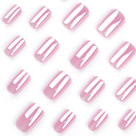 KaleidNail False Nails 30Pc Short Square Shape Aurora Glitter Design Press On Nails Sparkly Shiny for Daily & Holiday Wear
