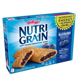 Nutri-Grain Soft Baked Breakfast Bars, Made with Whole Grains, Kids Snacks, Blueberry, 10.4oz Box (8 Bars)