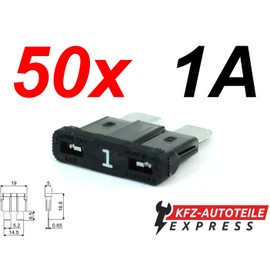 Car ATO Fuses Pack of 50 Blade Fuses TFT00 Set 1A 2A 3A 4A 5A 7.5A 10A 15A 20A 25A 30A 35A 40A, Current: 01A Amp