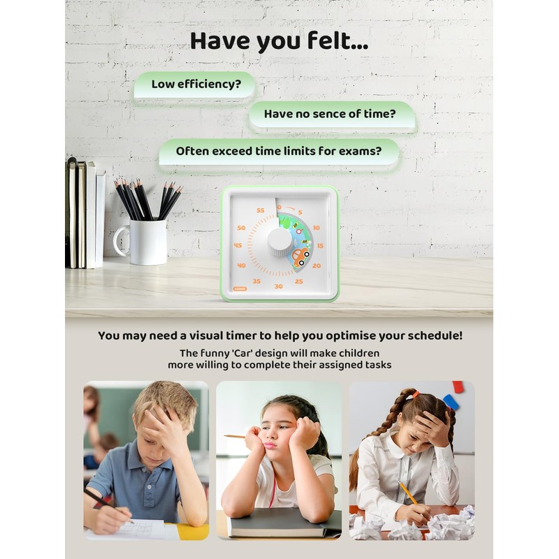 LIORQUE 60 Minute Visual Timer for Kids, Visual Countdown Timer