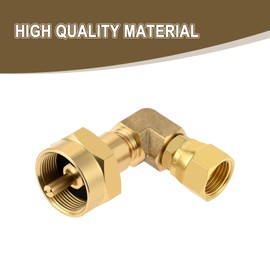 Mgoodoo 1LB Propane Burner Elbow Adapter, 3/8 Inch Brass Swivel SAE Flare Female Converter, 90 Degree Elbow Adapter for Gas Grill