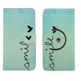 K-S-Trade Protective Case For TCL PLEX 360° Wallet Case Protective Cover + In Ear Headphones Compatible With TCL PLEX, 'smile' | Bookstyle Flip Case Bag