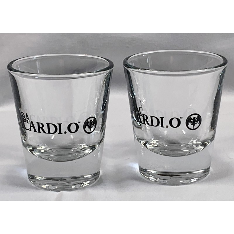 2 New Bacardi O Rum Bat Logo Shot glasses 1