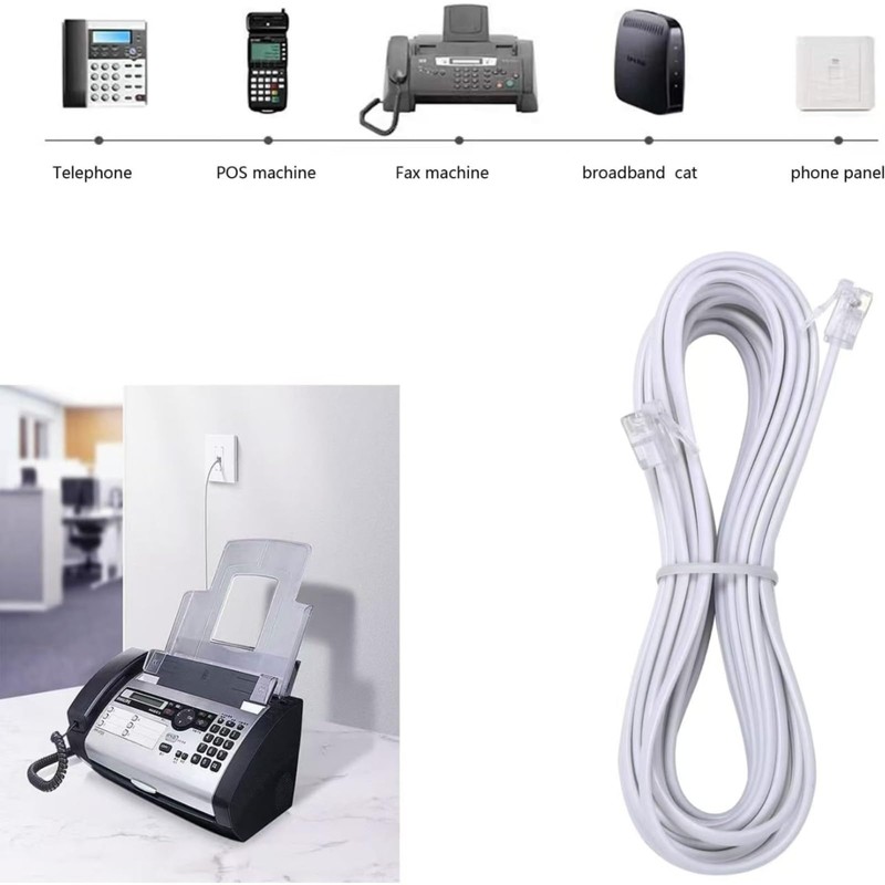 EZYUMM 15ft Telephone Extension Cord, Standard RJ11 Phone Cable for