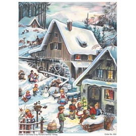 Nostalgic Advent Calendar / Christmas Calendar for Children and Adults with Glitter "An der Mühle"