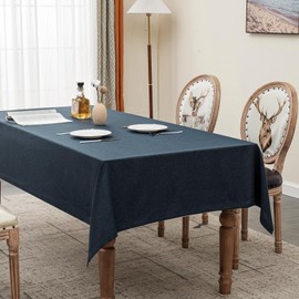 BALCONY & FALCON Tablecloths Rectangle Faux Linen Table Cloth, Washable Table Cover for Kitchen Dining Tabletop Buffet Decoration, Large Oblong Table Cloths, Navy