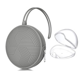 Smlpuame Pacifier Holder Case,BPA Free Portable Pacifier Storage Container,Silicone Baby Pacifier Cover Pouch for Diaper Bag Stroller,Travel Outdoor Activities,Easy to Clean(Grey)