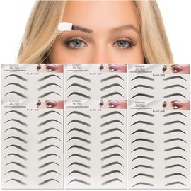 6D Simulation Eyebrow Stickers 6 Sheets/56 Pairs Hair-Like Waterproof Eyebrow Tattoo Stickers