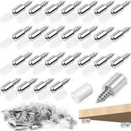 Pack of 100 Shelf Brackets, Floor Support Cabinet Board Holder, Self-Tapping Integrated Screw Laminate Bracket, Shelf Holder for Cupboard, Bookcase, Cabinet & Furniture
