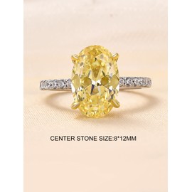 RODIFFY 3.5CT Yellow Simulated Diamond Oval Cut Engagement Ring,925 Sterling Silver Promise Ring for Women, Sterling Silver, Cubic Zirconia