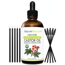 Organic Castor Oil, 100 Pure, Hexane Free, Cold Pressed, USDA Certified Organic, by RejuveNaturals, 4oz  All Natural Conditioner for Hair, Skin  Face 