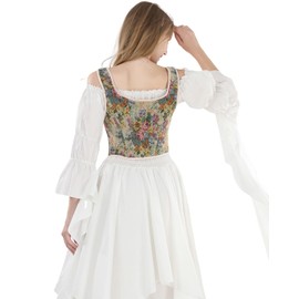 Fiamll Renaissance Corset Women's Floral Corset Tops for Women Corset Bustier with Lacing, beige, M