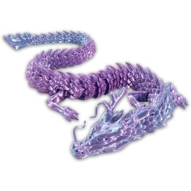 3D Printed Dragon Fidget Toy,Articulated Dragon Crystal Dragon,Crystal Dragon With Dragon,Flexible Crystal Dragon Figurine Decor, Home Office Decor Desk Toys,Laser Printed - Purple
