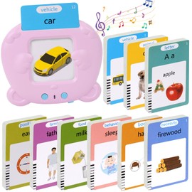 Toddler Talking Flash Cards with 255 Cards and 510 Words, Montessori Toys, Speech Therapy, Autism Sensory Toys, Learning Educational Gifts with Music for 3 4 5 6 Year Old Boys and Girls(Pink)