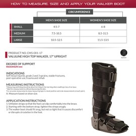 OTC Short Leg Cast High Top Walker Boot, Black, Small/Tall