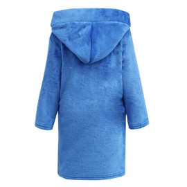 DNggAND - Albornoces para niños y niñas, batas de baño de felpa suave de forro polar coral con capucha para niños, Azul, 13-14 Años