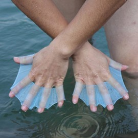 2Pcs Silicone Swim Fins Hand Webbed Training Gloves, Water Resistant Swimming Aquatic Palm Flippers