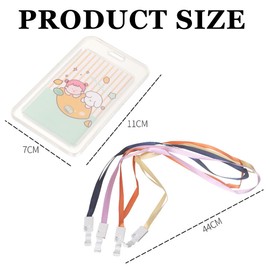 MEXRUMI Pack of 2 Double-Sided Transparent Work Card Case for Bus Cards, ID Card Case for Bank Cards with Nylon Rope, Flip Cover to Take Away