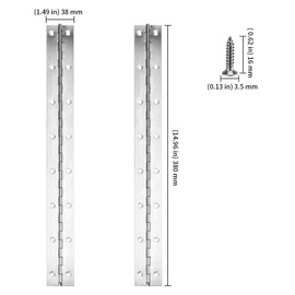 KEILEOHO 4 PCS 38cm Piano Hinge, 15 Inch Stainless Steel Continuous Piano Hinge with Screws, Polished Piano Hinges for Piano, Doors, Windows, Cabinets