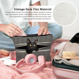 LIANGW Funny Black Cat Makeup Bag, Kitty Cosmetic Zipper Travel Toiletry Bag, Cute Black Cat Gifts for Women & Teen Girls, Cats Gifts Lovers