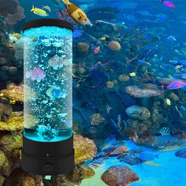 ALEENFOON Lava Lamp Aquarium Bubble Lamp with Remote Control, Mood Light with 16 Colour Changing Lamp & 4 Colour Modes, Lamps for Home Office Living Room Decor Men Women Kids Gifts