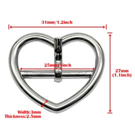 ZLYY 4Pcs 1Inch Metal Roller Buckles,Belts Hardware Pin Buckle,Heart Shaped Metal Roller Buckles for Hardware Belt Bags Ring Hand DIY Accessories(Silver)