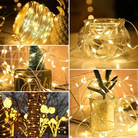 Qillnyy 220 LEDs String Lights Outdoor Indoor 25M 8 Modes with Remote Control Timer PVC Wire Decoration Garden Christmas Tree Wedding Christmas (Warm White)