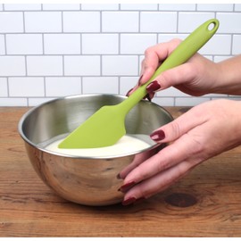 RSVP International Ela Series Heat Resistant Spatulas for Cooking & Baking Strong Silicone Wrapped Steel Rubber Scraper, Spatula, 11x2", Green