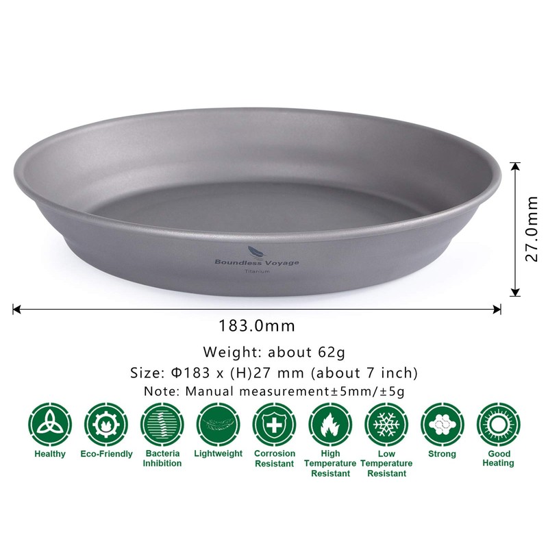 iBasingo Titanium Bowls Plate Ultralight Single Wall Bowl Plate Outdoor