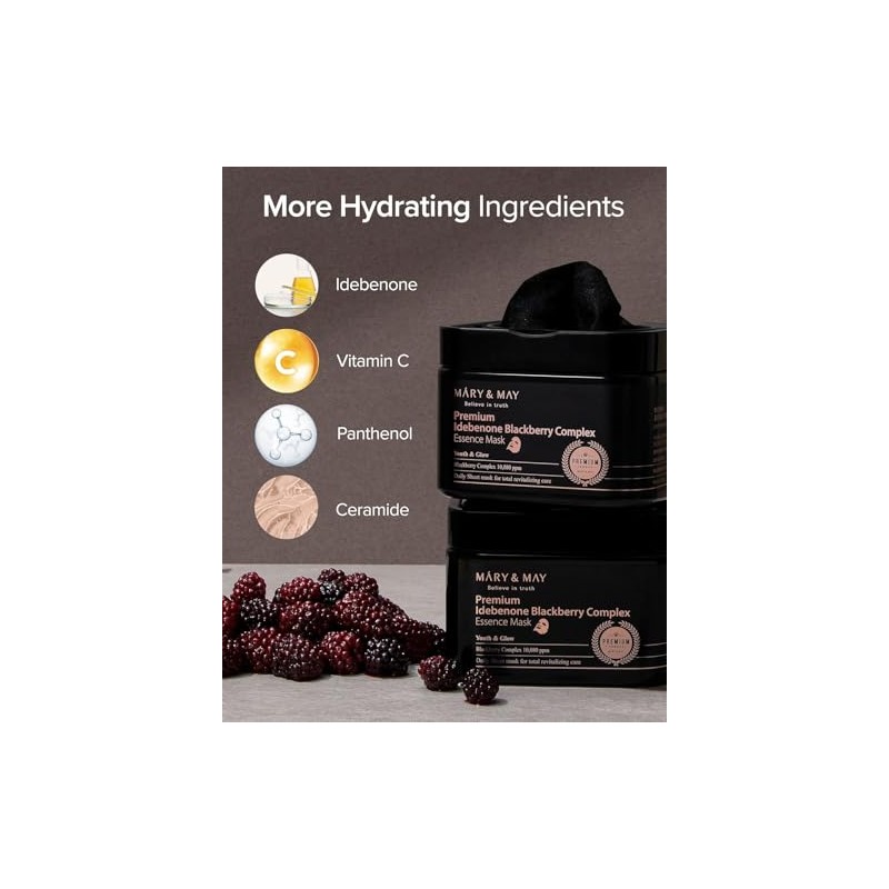 MaryMay Premium Idebenone Blackberry Complex Essence Mask (20 Sheets) Bamboo
