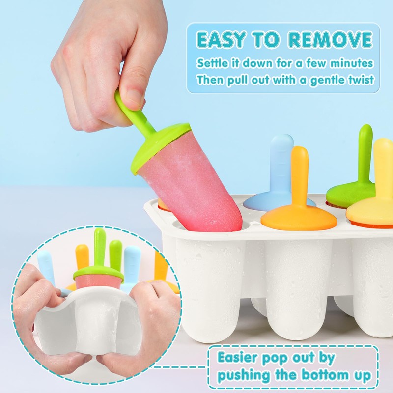 Miaowoof Silicone Popsicles Molds for Toddlers, 8-Cavity Non-BPA Premium Silicone