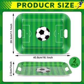 gisgfim 2Pcs Soccer Serving Trays 16.1 X 11.1 Inch Large Melamine Soccer Stadium Platters with Handles Soccer Food Serving Dishes Snack Dessert Trays Decor for Soccer Ball Birthday Party Decorations