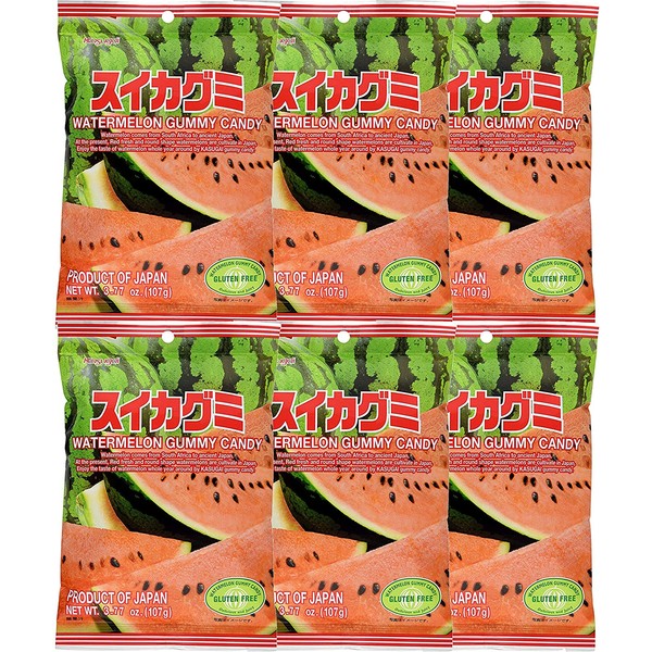 Kasugai Watermelon Gummy Candy 3.77oz (6 Pack)