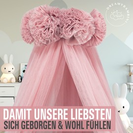 DREAMYBAMBINI Fairytale Bed Canopy for Baby Cot, Princess Baby Cot, Side Cot Baby, Mosquito Net, Baby Room Decoration, Canopy Children's Room 170 x 960 cm (Old Pink)