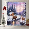 Winter Forest Animal Shower Curtain Deer Bear Merry Christmas Snow