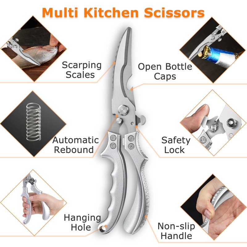 Kitchen Shears Heavy Duty Kitchen Scissors Poultry Shears, Stainless Steel