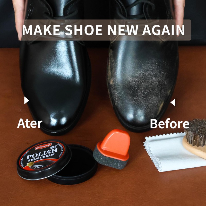 WERNMIND Mink Oil Black Shoe Polish Kit Boot Conditoner Care