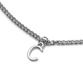 JewelleryJoy Alphabet A-Z Initial Letters Pendants Necklace Man Women Chain Choker in Organza Bag (C)