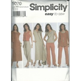 Simplicity 5070AA Sewing Pattern Misses Easy Dress Top Pants Jacket Vest Size 10-18