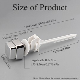 Toilet Flush Handle Universal Side Mount Toilet Flush Lever Square Push Button Toilet Handle for 1.7x1.7cm Opening Toilet Tank - PVC Lever