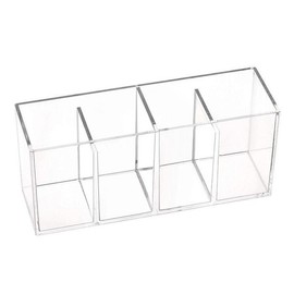 4-Compartment Transparent Acrylic Connecting Pencil Holder (49735757) / 4칸 투명 아크릴 이으 연필꽂이 일자연결 필기구통 (49735757)