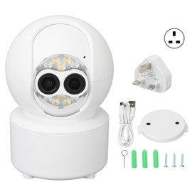 Security Camera Dual Lens Focal Adjustable 1080P HD Wifi Wireless Indoor Surveillance Camera 100‑240V UK Plug