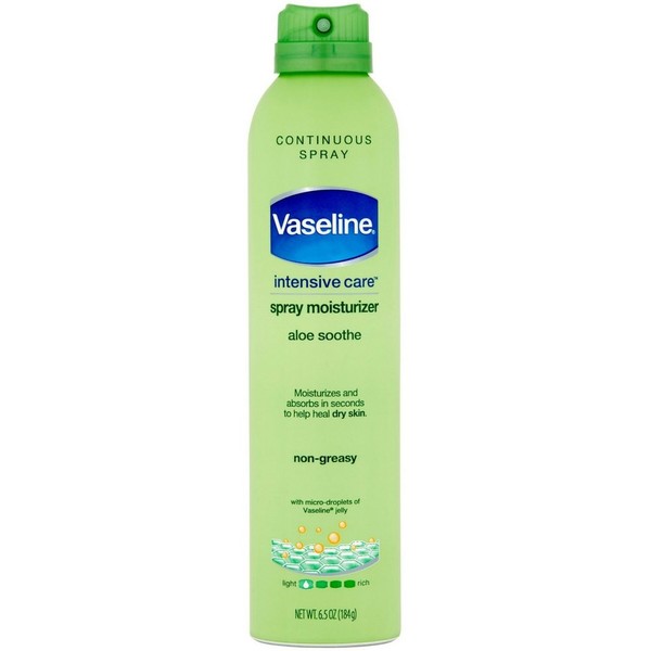 Vaseline Spray & Go Moisturizer, Aloe Fresh, 6.5 oz ( Pack of 6)