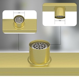 Bmvlffs Brushed Gold 24-Inch Linear Shower Drain with Tile Insert Grate, Rectangle Floor Drain 304 Stainless Steel Including Hair Strainer