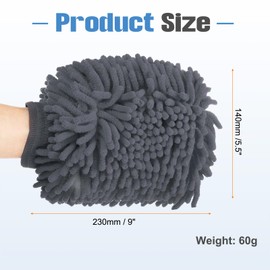 HARFINGTON 4pcs Chenille Microfiber Car Wash Mitts 9" x 5.5" Scratch Free Wash Gloves Absorbent Double Sided Plush Cleaning Drying Mitts for Car Washing Home Clean Grey