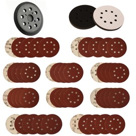 5 Inch Random Orbital Sander Replacement Pad, Replacement Compatible with Ridgid R2501 R2600 R2601 R2611 R8606 with 8 Hole Hook Loop Foam & Sanding Backing Pads Sanding Discs