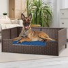 DWVO Rattan Dog House Outdoor Indoor with Cushion, Wicker Dog