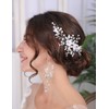 Teyglen Flower Bride Wedding Hair Vine Silver Wedding Headband Handmade